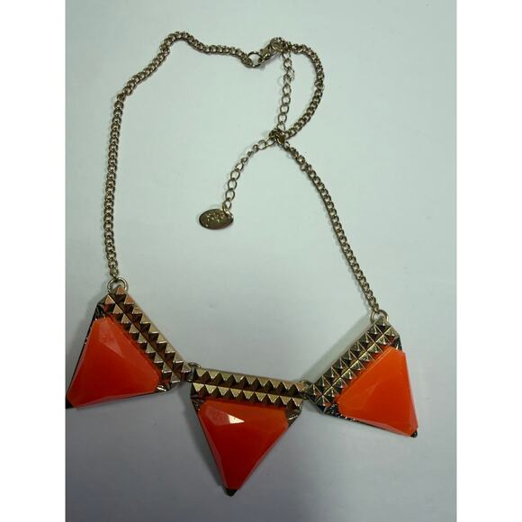 3 orange statement bib flower floral bling enamel necklaces bundle lot - Picture 5 of 12